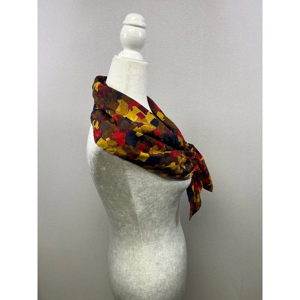 Vintage Aesthetic Unbranded Womens OS Multicolor Geometric Mosaic Jacquard Scarf